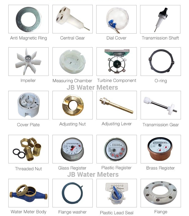 A collection of water meter spare parts, including components such as valves, gears, and sensors, ensuring reliable maintenance and optimal functionality.